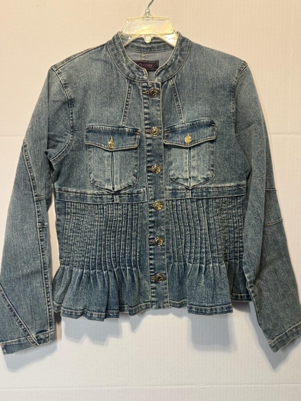 C. Wonder Christian Siriano Peplum Denim Jacket XS Gold Buttons NWT